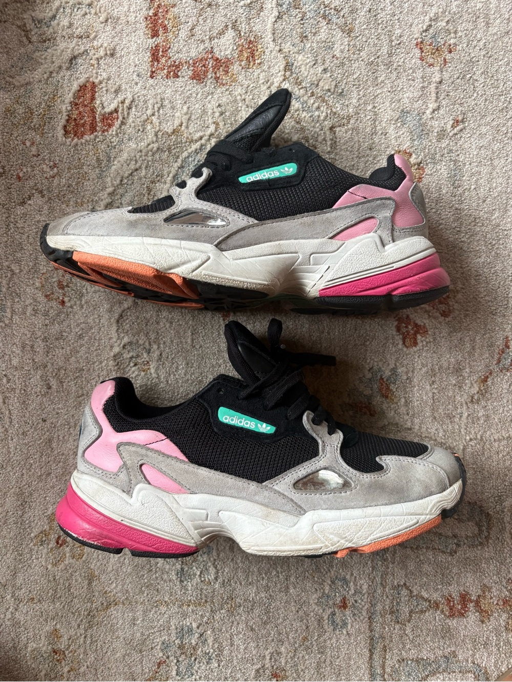 adidas Falcon Women's Black, Pink & Gray Retro Runner Sneakers